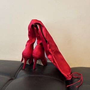 Aldo Scarlet Satin Stiletto Heels